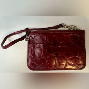 Coach Monogram Patent Wristlet